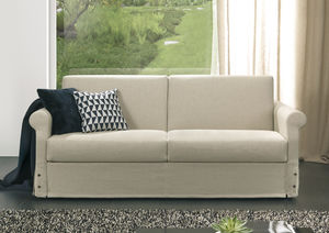 sofa bed / contemporary / fabric / leather