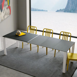 contemporary table / glass / HPL / melamine