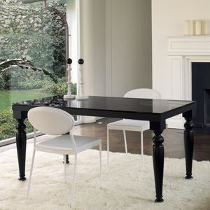traditional table / glass / HPL / wooden base