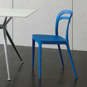 contemporary chair / stacking / cushion / leather
