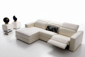 contemporary sofa / leather / fabric / 2-person