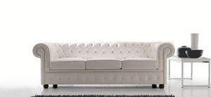 Chesterfield sofa / leather / 3-seater / brown