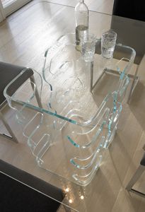 contemporary dining table / glass / tempered glass / rectangular