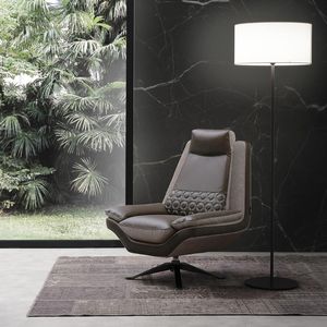 contemporary armchair / leather / swivel / star base