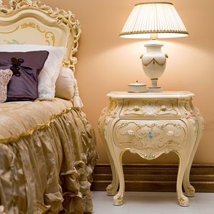 classic bedside table / wooden / rectangular / for hotel