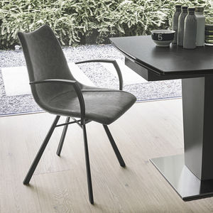 contemporary chair / upholstered / with armrests / painted metal