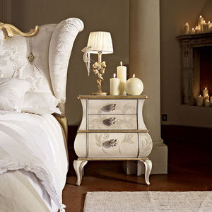 classic bedside table / lacquered wood / rectangular / with drawer