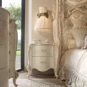 classic bedside table / lacquered wood / rectangular / white