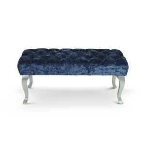 traditional upholstered bench / fabric / blue