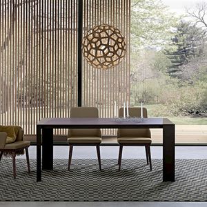 contemporary table / lacquered wood / rectangular / extending