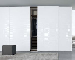 contemporary wardrobe / lacquered glass / sliding door