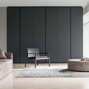 contemporary wardrobe / lacquered wood / melamine / with swing doors
