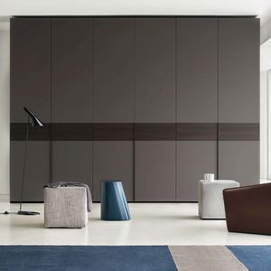 contemporary wardrobe / oak / frosted glass / with hinged door