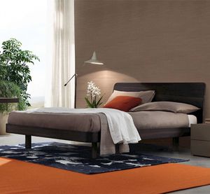 double bed / contemporary / with headboard / oak