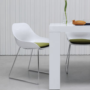 contemporary chair / upholstered / sled base / standard base
