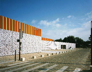 fiber-reinforced concrete solar shading / for facade / perforated