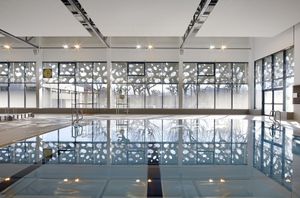 fiber-reinforced concrete solar shading / for facade / perforated