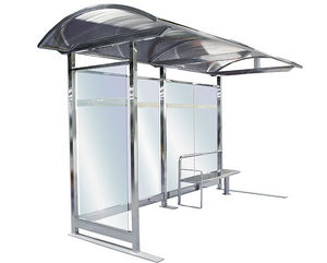 stainless steel bus shelter / polycarbonate / glass