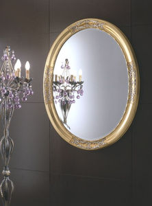 wall-mounted mirror / classic / oval / golden