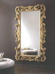 wall-mounted mirror / classic / rectangular / golden
