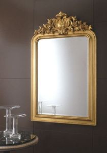 wall-mounted mirror / classic / rectangular / golden