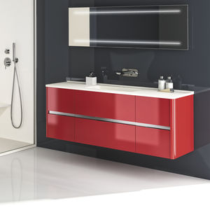 double washbasin cabinet / wall-hung / wooden / resin