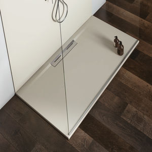 rectangular shower base / floor level / recessed / composite