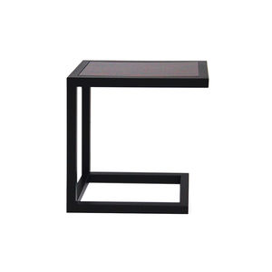 contemporary bedside table / wooden / lacquered metal base / rectangular