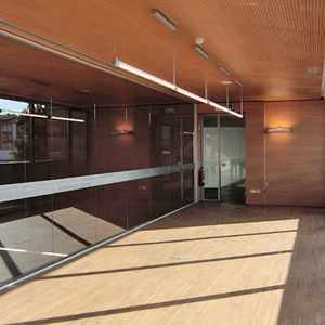 false ceiling slab acoustic panel / for interior / wooden / perforated