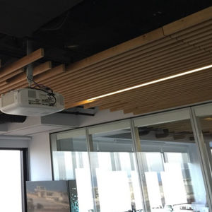 wooden suspended ceiling / panel / strip / acoustic