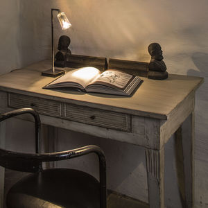 table lamp / contemporary / brushed stainless steel / glass