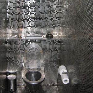 indoor mosaic tile / bathroom / wall / stainless steel