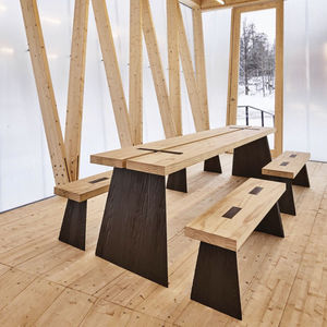 contemporary bench and table set