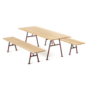 contemporary table and bench set