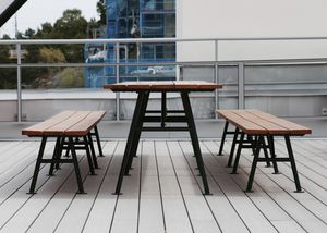 contemporary bench and table set