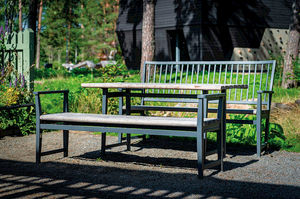 traditional bench and table set