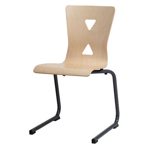 contemporary visitor chair / beech / steel / aluminum