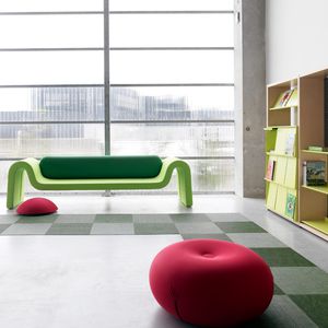 original design upholstered bench / fabric / metal / commercial