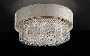 traditional ceiling light / round / crystal / halogen