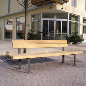 public bench / contemporary / wooden / galvanized steel