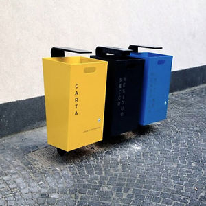 public trash can / sheet steel / with built-in ashtray / contemporary