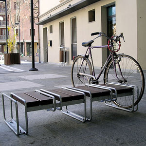 metal bike rack / wooden / for public spaces