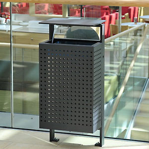 public trash can / wall-mounted / free-standing / perforated sheet metal