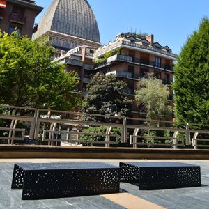 public bench / contemporary / galvanized steel / sheet steel