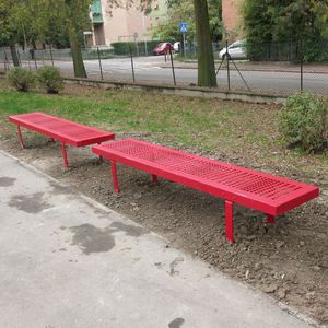 public bench / contemporary / galvanized steel / with armrests