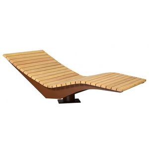 contemporary sun lounger / galvanized steel / sheet steel / hardwood