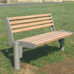 public bench / contemporary / hardwood / aluminum
