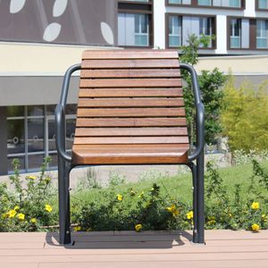 traditional armchair / hardwood / galvanized steel / FSC-certified