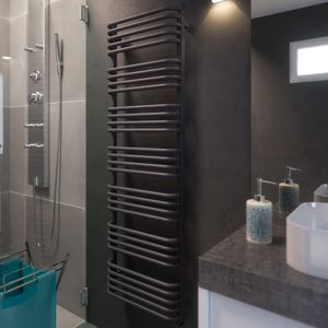 hot water towel radiator / electric / metal / contemporary