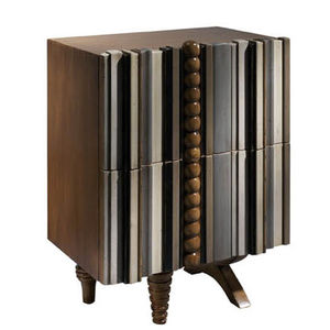 contemporary bedside table / lacquered wood / wooden base / rectangular